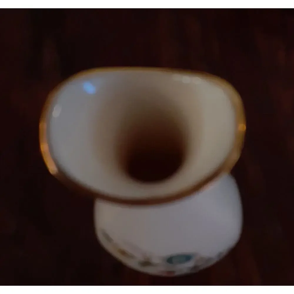 Vintage Lenox Hand Decorated w/ 18K Gold Floral Bud Vase Japandi